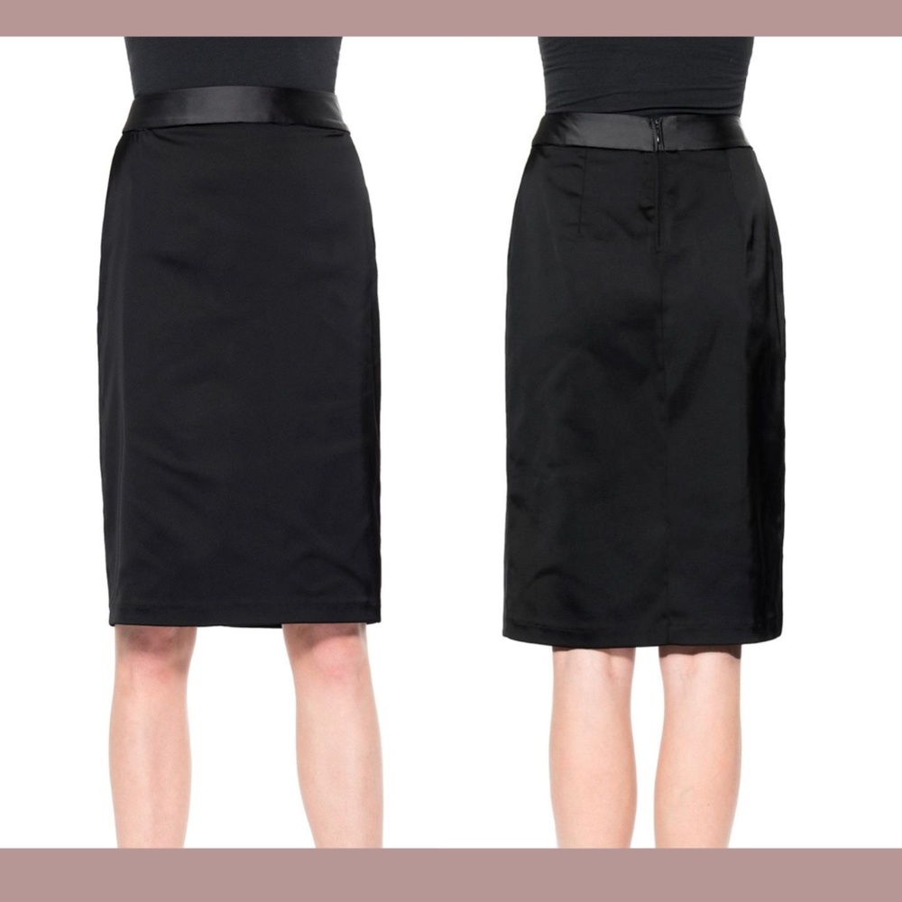 NEW Tadashi Shoji [ 20 ] Stretch Satin Pencil Skirt‎ in Black